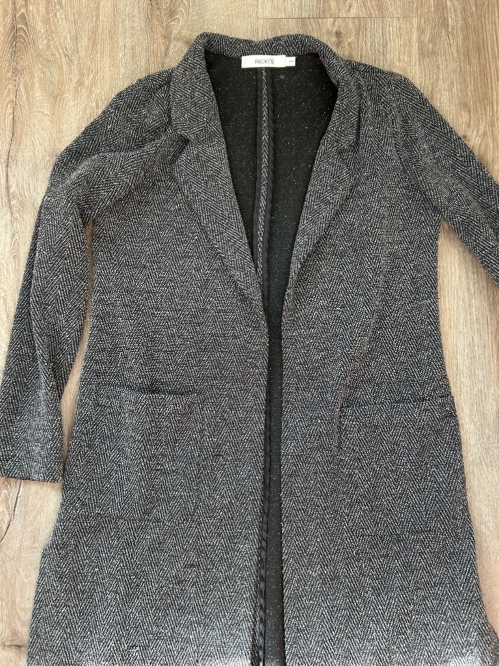Ricki's Women's Gray Herringbone Open-Front Cardigan